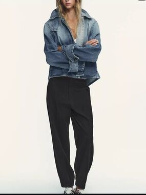 Zara TRF high collar denim jacket